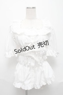 画像1: metamorphose / 【プラスサイズ】シャーロットスクエアあき半袖ブラウス 2 白 S-25-06-01-025-ME-BL-HR-ZS