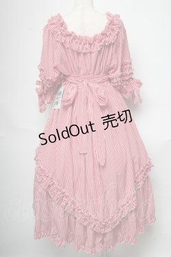 画像2: Physical Drop / 半袖シャーリングドレス  赤ｘ白 S-25-06-01-030-LO-OP-HR-ZS