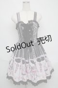 metamorphose / Lace up dollあみあげジャンパースカート&ヘッドドレス  ピンクｘ黒 S-25-06-03-045-ME-OP-AS-ZS