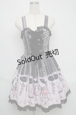 画像1: metamorphose / Lace up dollあみあげジャンパースカート&ヘッドドレス  ピンクｘ黒 S-25-06-03-045-ME-OP-AS-ZS