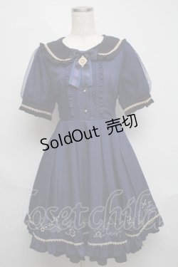 画像1: Amavel / Fortune Horoscopeチュールスリーブワンピース  紺 S-25-06-03-055-CA-BL-AS-ZS