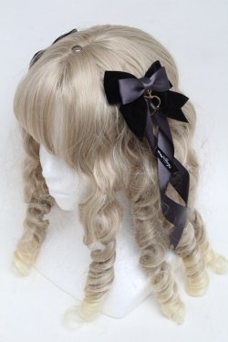画像1: LOTUS ribbon / ベロアリボンクリップ  黒ｘグレー S-25-06-03-007-EL-AC-AS-ZS