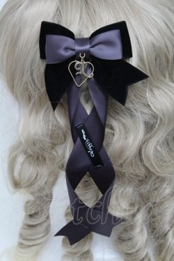 画像3: LOTUS ribbon / ベロアリボンクリップ  黒ｘグレー S-25-06-03-007-EL-AC-AS-ZS