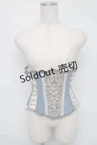 abilletage / フロッキーとシャンタンのサイドレースアップショートコルセット  サックスｘベージュ S-25-06-03-026-GO-TO-AS-ZS