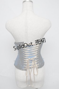 画像2: abilletage / フロッキーとシャンタンのサイドレースアップショートコルセット  サックスｘベージュ S-25-06-03-026-GO-TO-AS-ZS