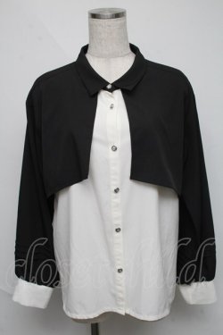 画像1: axes femme / フラシデザインシャツ  黒ｘ白 S-25-06-03-032-AX-BL-HR-ZS