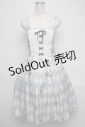 axes femme kawaii / ダイヤ柄ジャンスカ  サックス S-25-06-03-037-AX-OP-AS-ZS