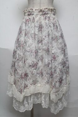 画像1: axes femme / 花柄レースレイヤードスカート  オフ S-25-06-04-043-AX-SK-HR-ZS