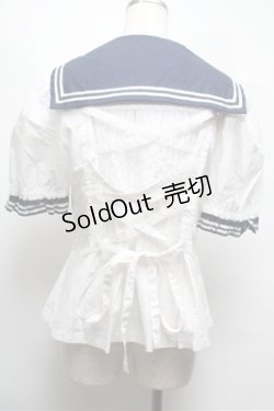 画像2: metamorphose / セーラーダブル釦ブラウス 白ｘ紺 S-25-06-04-012-ME-BL-AS-ZS