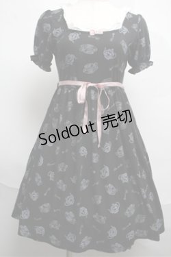 画像1: Ank Rouge / 総柄カットワンピース  黒 S-25-06-04-019-CA-OP-AS-ZS
