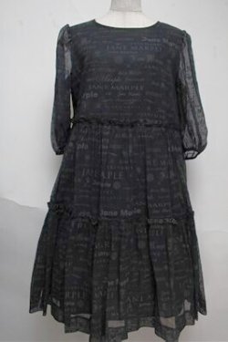画像1: Jane Marple / シアーロゴのコットドレス  黒 S-25-06-04-027-JM-OP-AS-ZS