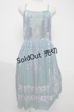 画像1: Jane Marple / ペイズリースカーフワンピース  グリーン S-25-06-04-035-JM-OP-ET-ZS