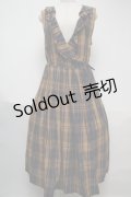 Jane Marple Dans Le Salon / マドラスチェックカシュクールドレス  紺ｘイエロー S-25-06-04-036-JM-OP-AS-ZS