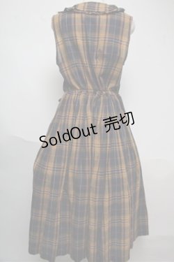 画像2: Jane Marple Dans Le Salon / マドラスチェックカシュクールドレス  紺ｘイエロー S-25-06-04-036-JM-OP-AS-ZS