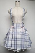 Amavel / Dreaming Ribbonサイドプリーツチェックスカート  ブルーｘピンク S-25-06-05-055-CA-SK-HR-ZS