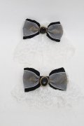 Angelic Pretty / Princessロゴリボンお袖とめ  黒ｘグレー S-25-06-05-010-AP-ZA-HR-ZS