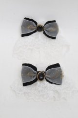 Angelic Pretty / Princessロゴリボンお袖とめ  黒ｘグレー S-25-06-05-010-AP-ZA-HR-ZS