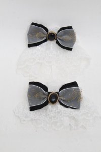 Angelic Pretty / Princessロゴリボンお袖とめ  黒ｘグレー S-25-06-05-010-AP-ZA-HR-ZS
