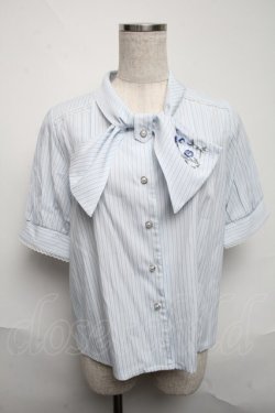 画像1: axes femme / ネモフィラ刺繍リボンブラウス  サックス S-25-06-05-022-AX-BL-AS-ZS