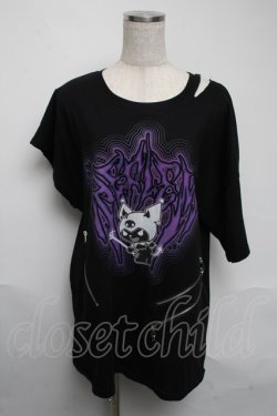 画像1: REFLEM / クロミプリントビッグTシャツ  黒 S-25-06-05-029-PU-TO-HR-ZS