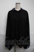 NieR Clothing / フード付き着物袖風シャツ  黒ｘ紫 S-25-06-05-031-PU-BL-HR-ZS