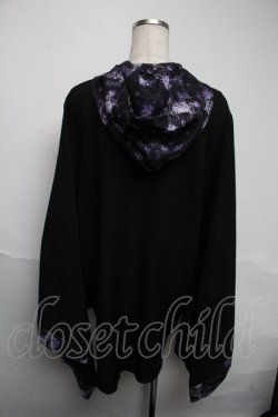 画像2: NieR Clothing / フード付き着物袖風シャツ  黒ｘ紫 S-25-06-05-031-PU-BL-HR-ZS