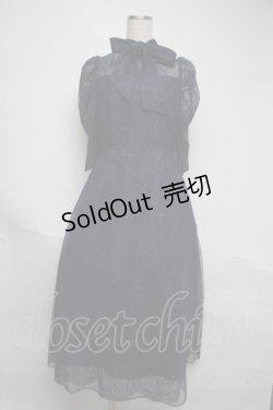 画像1: axes femme / ドットチュールxレースドレス  紺 S-25-06-05-040-AX-TO-HR-ZS