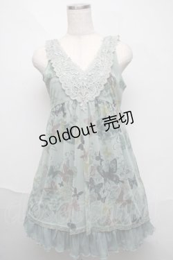 画像1: axes femme / チュールプリントチュニック  グリーン S-25-06-06-047-AX-OP-HR-ZS
