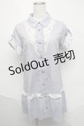axes femme / レース使いシャツチュニック  サックス S-25-06-06-048-AX-TO-HR-ZS