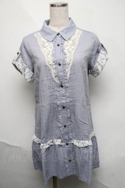 画像1: axes femme / レース使いシャツチュニック  サックス S-25-06-06-048-AX-TO-HR-ZS