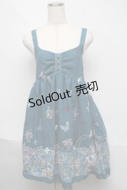 画像1: axes femme / 蝶&バラプリントキャミワンピース  グリーン S-25-06-06-051-AX-OP-HR-ZS