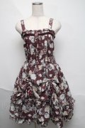 axes femme / レトロ花柄ワンピース  ワイン S-25-06-06-053-AX-OP-HR-ZS
