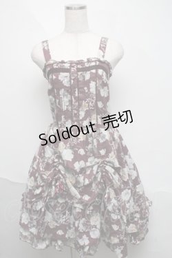 画像1: axes femme / レトロ花柄ワンピース  ワイン S-25-06-06-053-AX-OP-HR-ZS