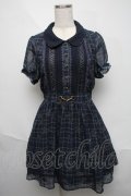 axes femme / チェックｘリボン柄ワンピース  紺 S-25-06-06-055-AX-OP-HR-ZS