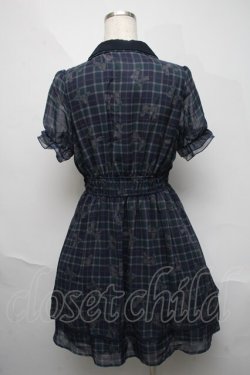 画像2: axes femme / チェックｘリボン柄ワンピース  紺 S-25-06-06-055-AX-OP-HR-ZS