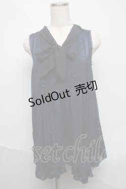 画像1: axes femme / ボウタイ裾イレギュラーチュニック  ネイビー S-25-06-06-056-AX-TO-HR-ZS
