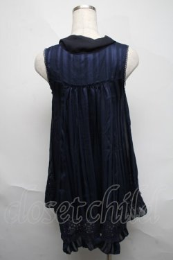 画像2: axes femme / ボウタイ裾イレギュラーチュニック  ネイビー S-25-06-06-056-AX-TO-HR-ZS