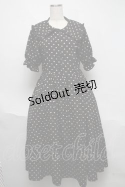 画像1: m petit by misako / 梨地水玉半袖ワンピース  黒 S-25-06-06-059-LO-OP-HR-ZS