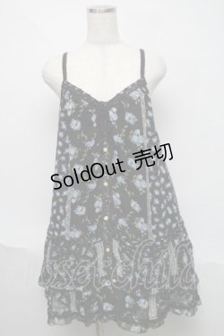 画像1: axes femme / フラワープリントキャミワンピース  黒 S-25-06-06-060-AX-OP-HR-ZS