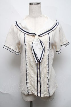 画像1: axes femme POETIQUE / セーラー風半袖トップス  オフ S-25-06-06-018-AX-TO-HR-ZS