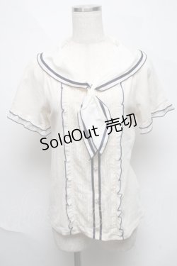 画像1: axes femme POETIQUE / セーラー風半袖トップス  オフ S-25-06-06-018-AX-TO-HR-ZS