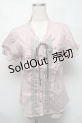 axes femme / 綿スタンドカラーフリルブラウス  ピンク S-25-06-06-027-AX-BL-HR-ZS