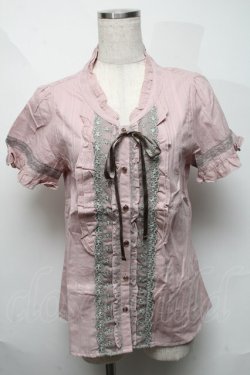 画像1: axes femme / 綿スタンドカラーフリルブラウス  ピンク S-25-06-06-027-AX-BL-HR-ZS