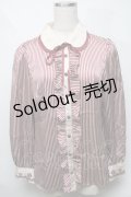 axes femme / ダブルカラーストライプサテンブラウス  ワインｘオフ S-25-06-06-028-AX-BL-HR-ZS