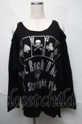 LOVER'S ROCK / トランププリント肩開きカットソー  黒 S-25-06-06-035-PU-TO-HR-ZS