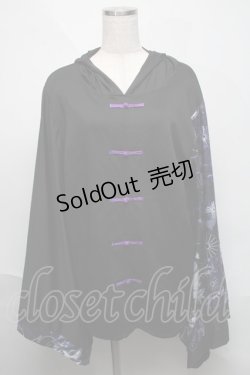 画像1: NieR Clothing / FAKEチャイナボタン着物風袖PULLOVER【和柄九尾】  黒ｘ紫 S-25-06-06-036-PU-TO-HR-ZS