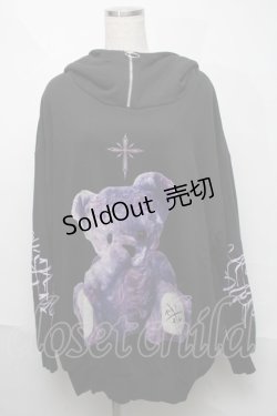 画像1: TRAVAS TOKYO / Furry bear half zip high neck hoodie　パーカー  黒ｘ紫 S-25-06-06-039-PU-TO-HR-ZS