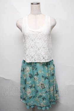 画像1: axes femme / レース切替プリントワンピース  白ｘミント S-25-06-06-042-AX-OP-HR-ZS