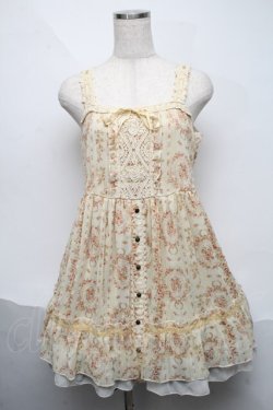 画像1: axes femme / バラプリントシフォンワンピース  イエロー S-25-06-06-043-AX-BL-HR-ZS