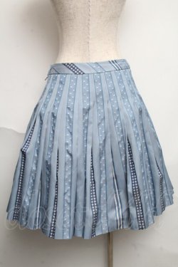 画像2: Jane Marple / Ribbon jacquard stripe 2Faceスカート  ブルーグレイ S-25-06-07-043-JM-SK-HR-ZS